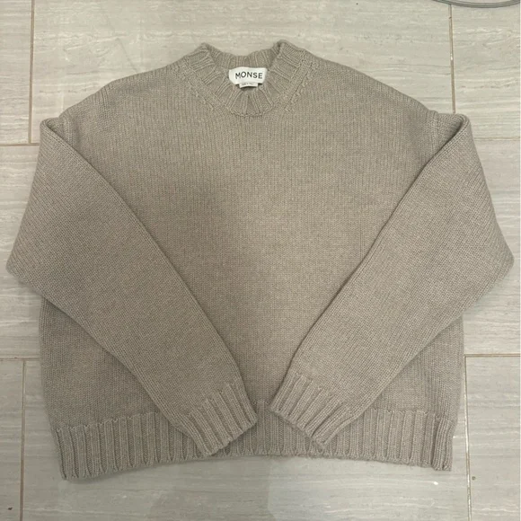 Monse- Taupe Longsleeve Pullover Crewneck Sweater
